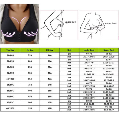 Push Up Front Button Bra without Steel Ring Women's Bra Front Open Full Support Bralette Lift Up Brassiere Shockproof Underwear.