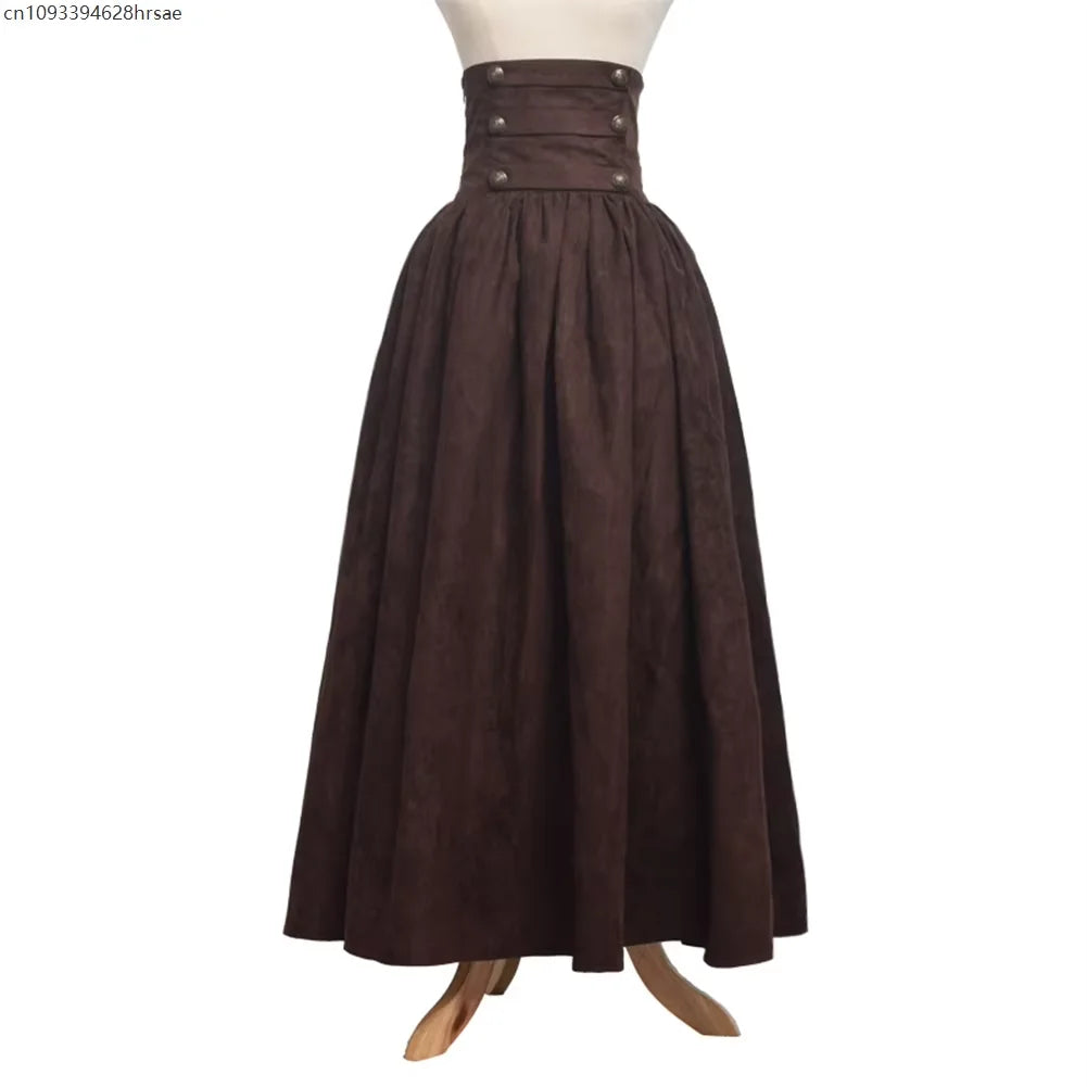 Women Renaissance Skirt Steampunk Vintage Lolita Gothic Victorian Empire High Waist Walking Skirts.