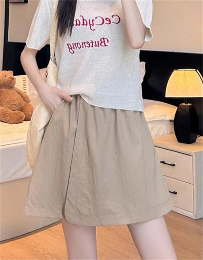 Women Korean Skirts Shorts 2025 Summer Fashion New In Solid High Waist Pant Female Streetwear Casual Loose Harajuku Trousers.