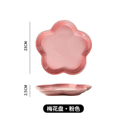 Plum Blossom Plate Flower Shaped Flower Plate Fruit Plate Solid Color Fashion Home Plum Blossom Plate.