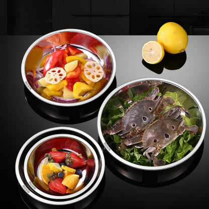 Thick Round 316 Stainless Steel Dinner Plate Food Grade Trays Salad Fruit Meal Pan Kitchen Steak Seafood Flat Cooking Bowls.