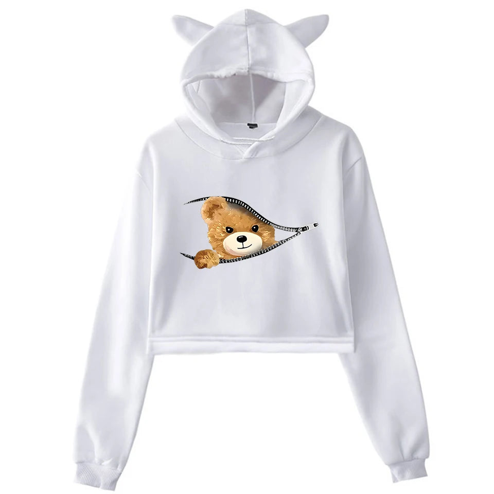 Plush Girl Pullover Tops Family Hoodie long sleeves Hip Hop Sweatshirt sportswear Personality Bear Trends 2YK Hoodies Autumn.