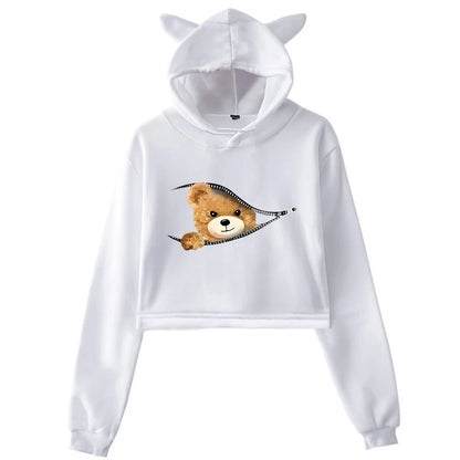 Plush Girl Pullover Tops Family Hoodie long sleeves Hip Hop Sweatshirt sportswear Personality Bear Trends 2YK Hoodies Autumn.