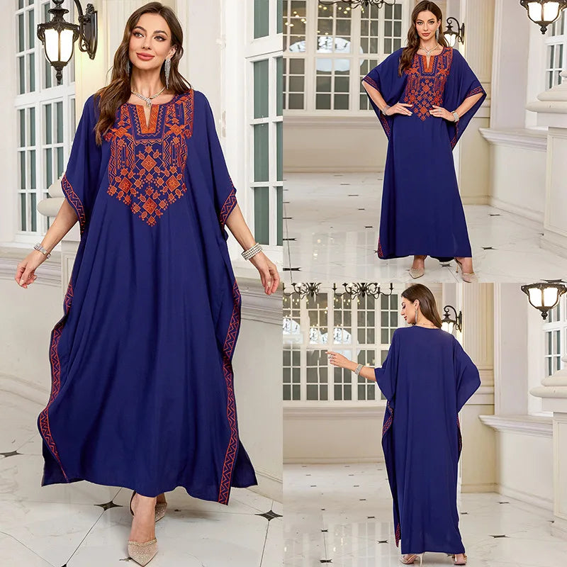 Frauen bestickte lange Kaftane Plus Size Kaftan Kleider Strand Badeanzug Cover Up Moomoo Kleid marokkanische Robe