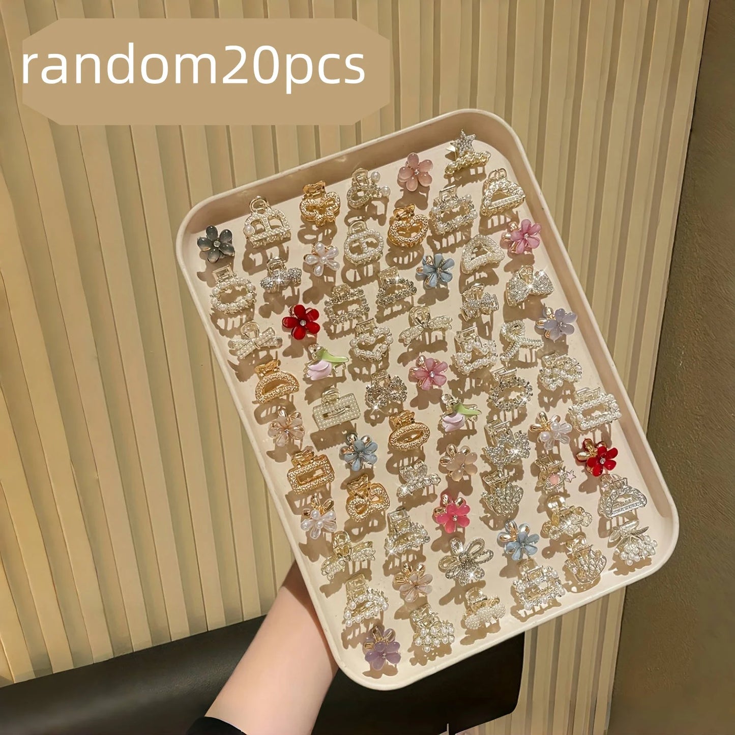 20Pcs Women's Model, Shiny, Exquisite and Gorgeous, Rhinestones and Imitation Pearl Inlay, Multi-Style Small Hair Clip Combinati.