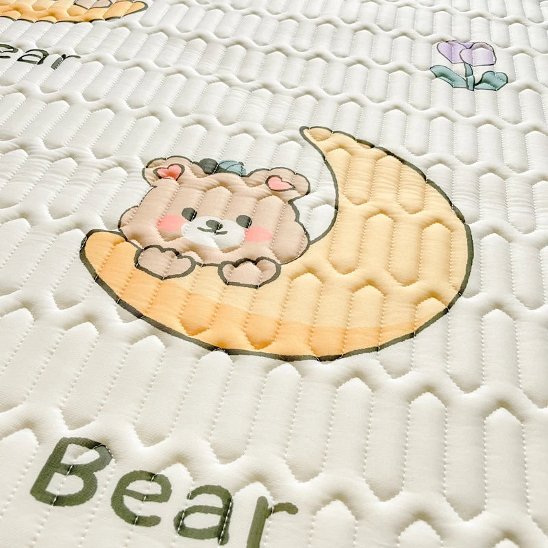 High Quilt Thicken Latex Cooling Mattress Cover Summer Cool Down Soft Bed Mat and Pillowcase Machine Washable Cold Feel Bed Pad.