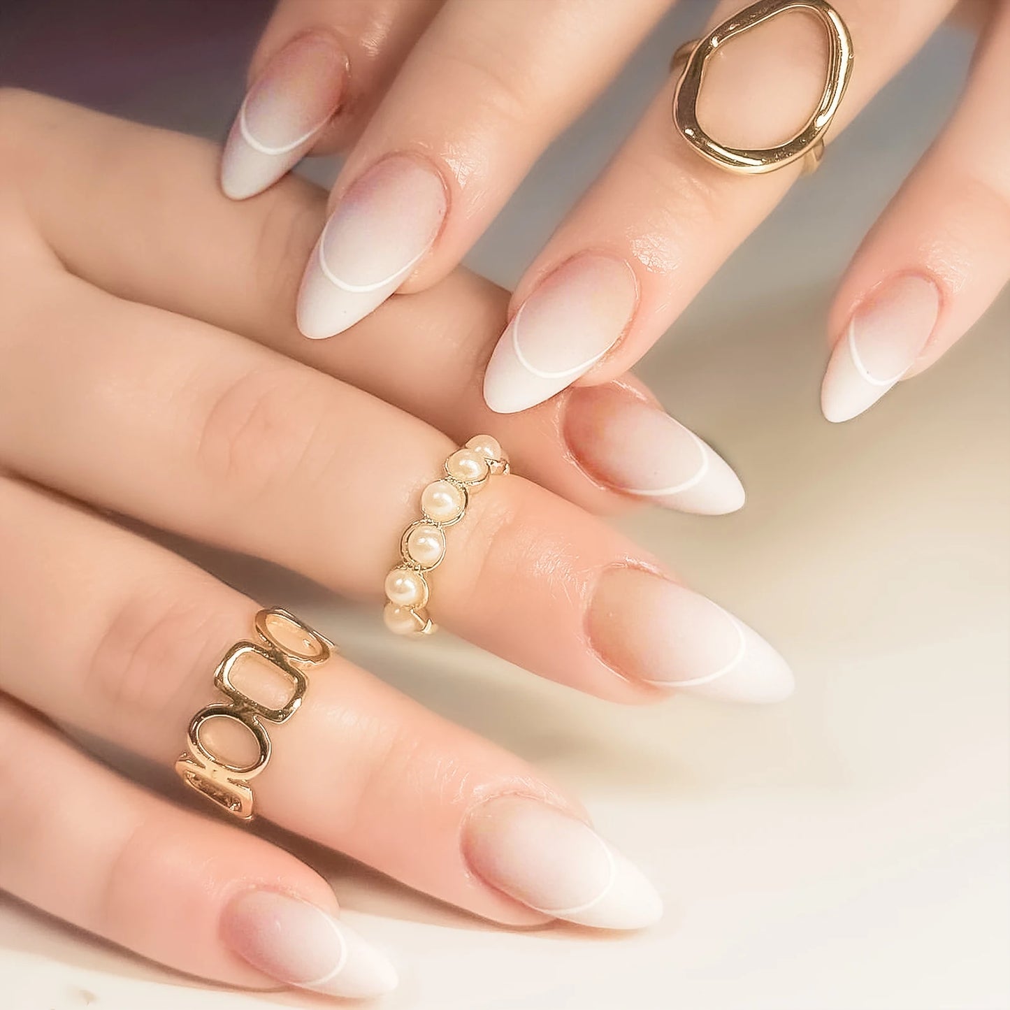 24pcs Black Gradients Long Paragraph Fashion Manicure Patch Reusable Adhesive False Nails Almond Fake Nails Press On Stiletto