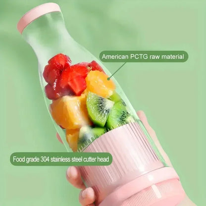 6-Blade Mini Portable Electric Juicer Bottle – USB-Charged, Shakes Orange/Lemon, Works As Fresh Fruit Mixer & Squeezer.