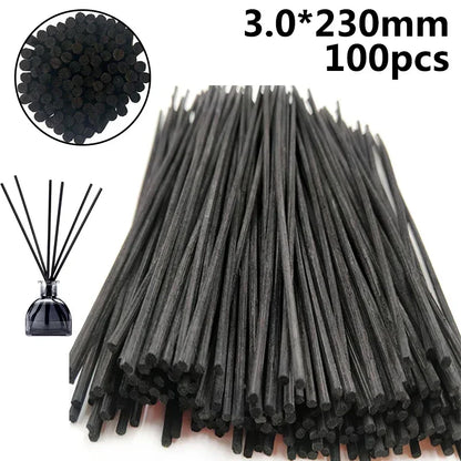 100pcs/Set 3.0x230mm Reed Stick Black Rattan Home Fragrance Diffuser Aroma Scent Oils And Accessories Room Freshener.