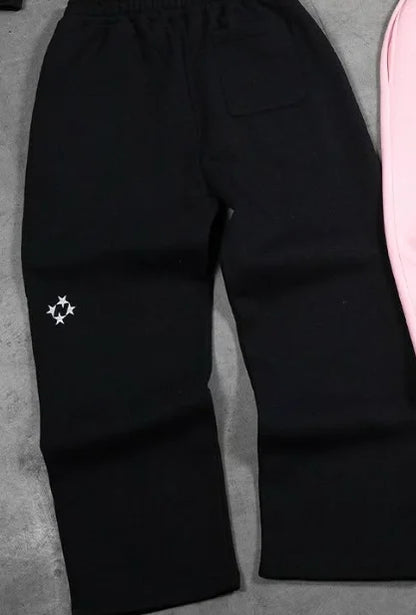 American Retro Letter Sweatshirt and Jogger Set Y2K Fashion Hoodie Casual Loose Winter Trendy Outfit for Men and Women Clothing.