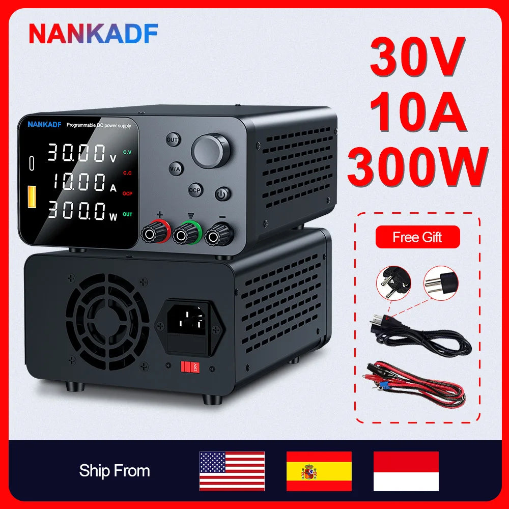 NANKADF Lab Bench Power Supply 30V 10A Switching Power Supply Unit 30V 5A  Adjustable Source 60V 5A Voltage Stabilizer 120V 3A.