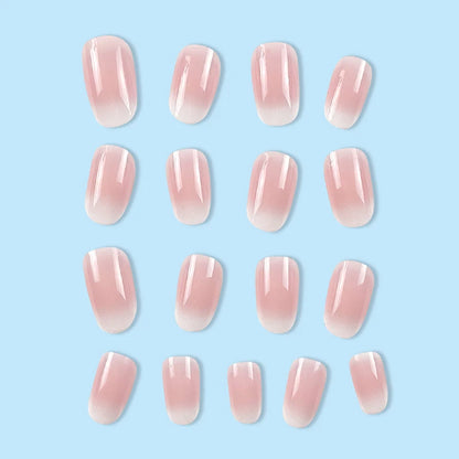 24Pcs Oval Short Pink Press on Nails Simple Ombre Spring False Nail for Sweet Sassy Cool Women&Girl Removable Wearable Nail Art.
