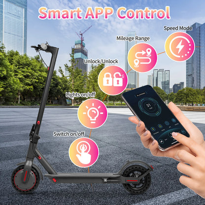 ATSANT Adult Electric Scooter 350W Powerful Motor 36V 25KM Long Range 8.5Inch with Storage Box Smart App Foldable Escooter.