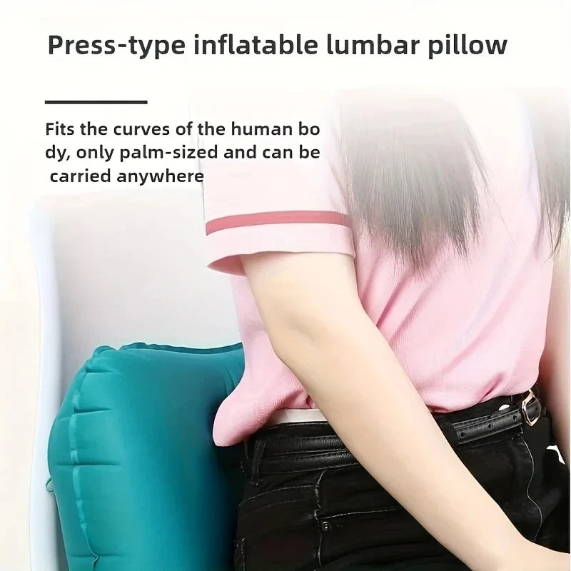 portable Inflatable Square Pillow Flocking travel neck pillow foldable waist pillow Comfortable Travel Camping Plane Pillow 1PC.