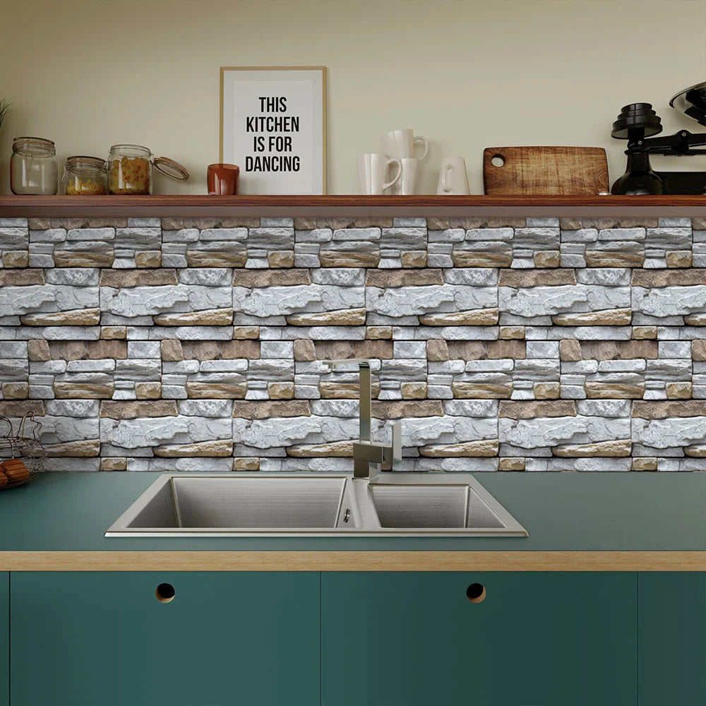 10/20Pcs 3D Faux Stone Wall Panels, Self-adhesive Panels, Kitchen Backsplash, Farmhouse Wall Decor, 30cm x 30cm