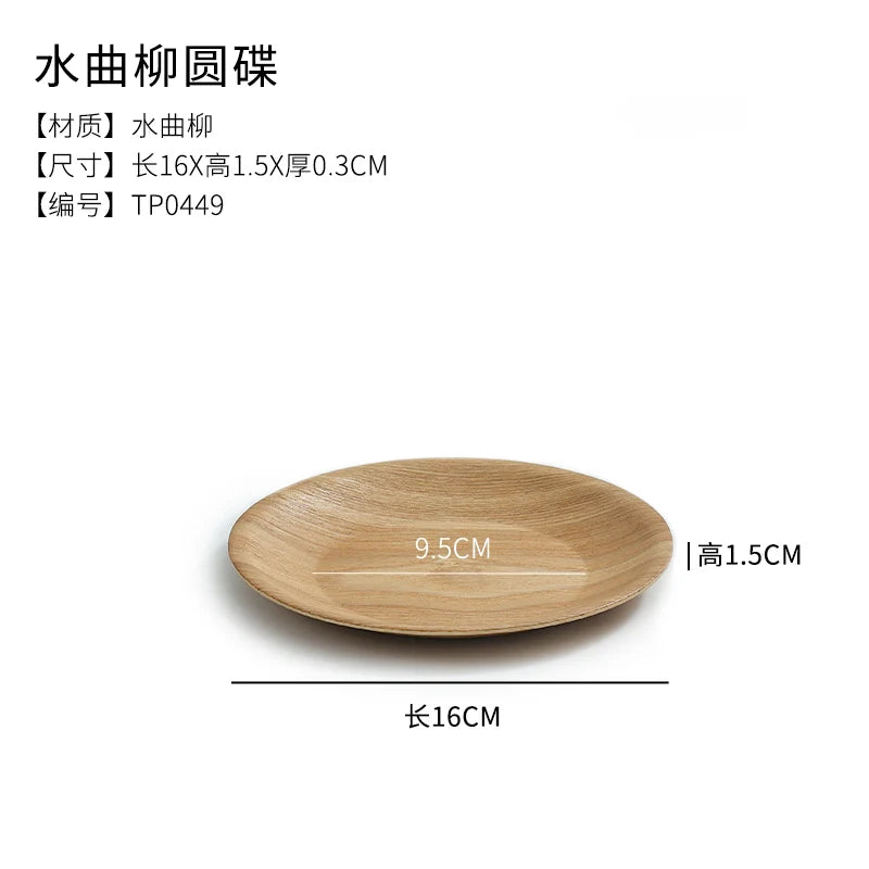 Wooden Dinner Plate Round Dessert Plate Wood Plate Coffee Cake Tray Bakery Bread Display Tray Kitchen Tableware Accessories
