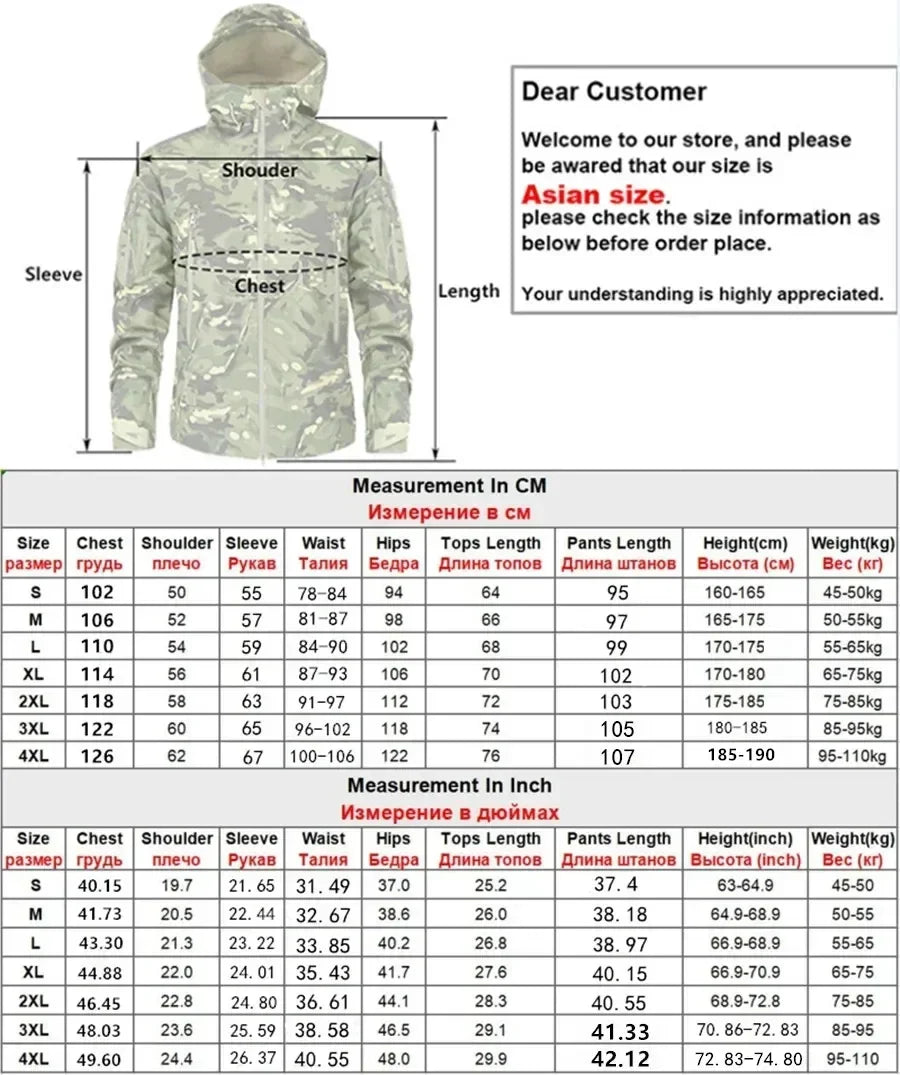 Mens Winter Outdoor Oversized Softshell Jackets Waterproof Zipper Hunting Clothes Fleece Lining Windbreaker Tactical Pocket Coat.