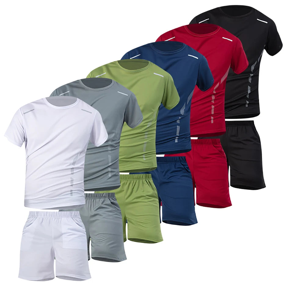 1/2/4 Piece Men's Quick Drying Sports Suit Casual Breathable Short Sleeved T-shirt Pocket Versatile Shorts For Teenagers To Wear.