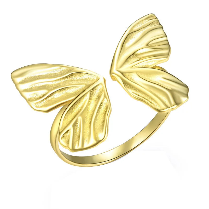 VENTFILLE 925 Sterling Silver Irregular Design Wave Golden Stackable Finger Rings Trendy Adjustable For Women Gifts Dropshipping