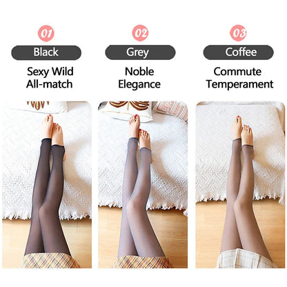 Winter Warm Leggings Sexy Slim Translucent Pantyhose Nylon Tights High Waist Elastic Thick Wool Sock Pants Women Thermal Legging