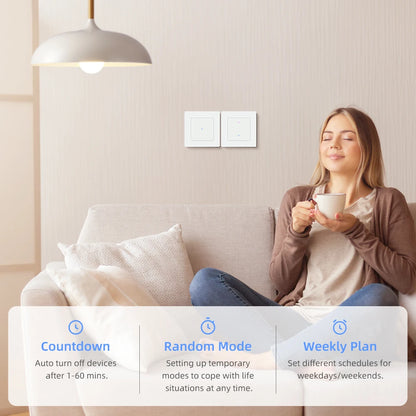 AVATTO Tuya WiFi Smart Lichtschalter/Vorhangschalter, Multi-Frame-Kombinationslichter und Vorhangschalter unterstützen Alexa Google Home.