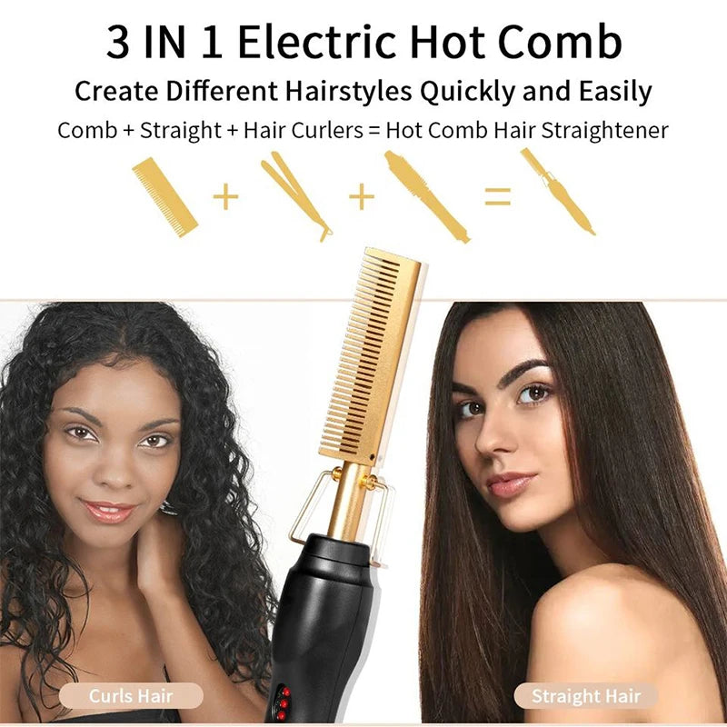Hot Comb Straightener Electric Hair Straightener Portable Hot Comb Electric Hot Comb For Wigs.