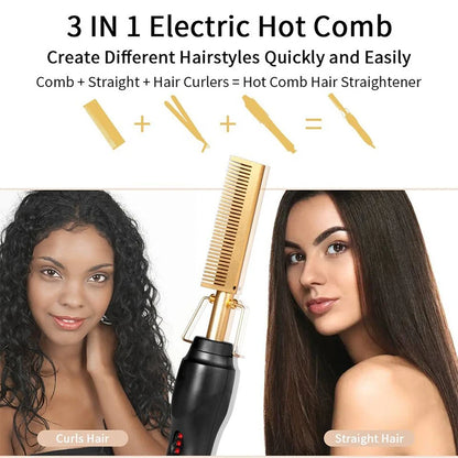 Hot Comb Straightener Electric Hair Straightener Portable Hot Comb Electric Hot Comb For Wigs.