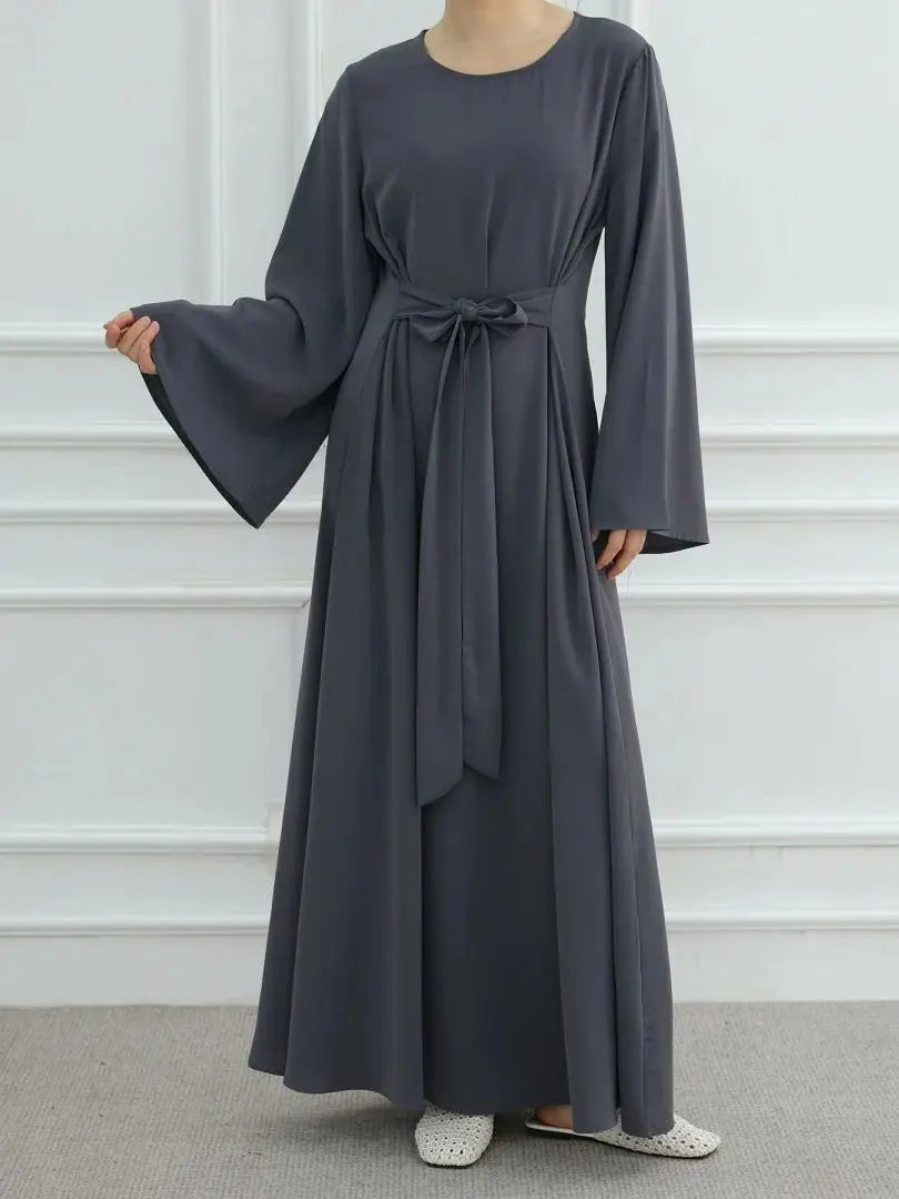Bandage Plain Abaya Dubai For Women Kaftan Muslim Modest Long Dresses Islam Caftan Marocain Kebaya Robe Femme Musulmane Vestidos