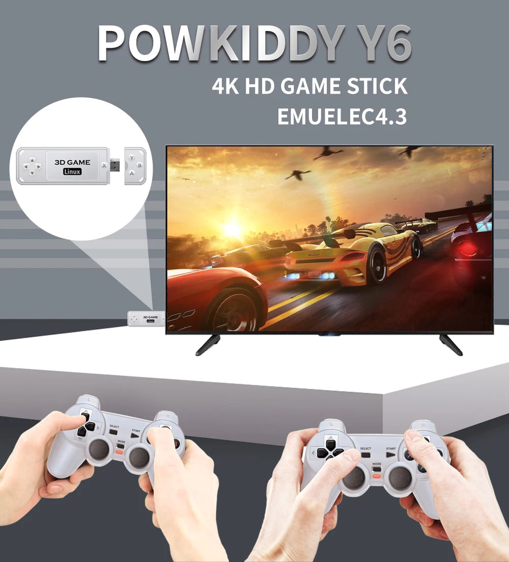 BOYHOM Y6 Retro Game Console 4K 60fps HDMI Output Low Latency GD10 TV Game Stick Dual Handle Portable Home Game Console for GBA.