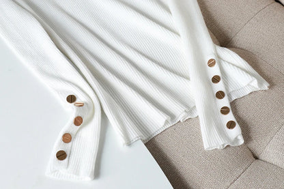 2025 Female Slim Knitted Soft Jumper Tops Autumn Winter Women Casual Sweater Pullovers Button Long Sleeve O-neck Chic Sweater.