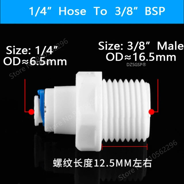 Fit for 1/4" 3/8" OD Tube Straight  Equal Reducer Connector Fitting Aquarium Reverse Osmosis RO Water Dispenser
