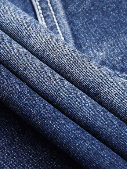 Neue Sommer Herren Stretch zerrissen kurze Jeans Blue Denim Shorts Hosen große lässige Mittel hose.