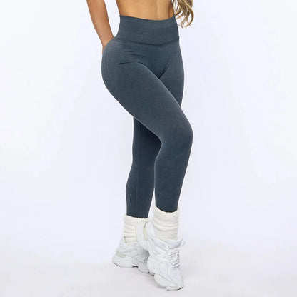 Bum Sculpting Acid Washed Scrunch Butt Leggings Women Seamless Sports Yoga Pant High Waist Ribbed Gym Tights Fitness Workout.