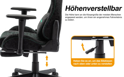 Symino Gaming-Stuhl mit Fußstütze, PC-Stuhl im Racing-Stuhl-Design, Vintage-PU-Leder, ergonomischer Bürostuhl