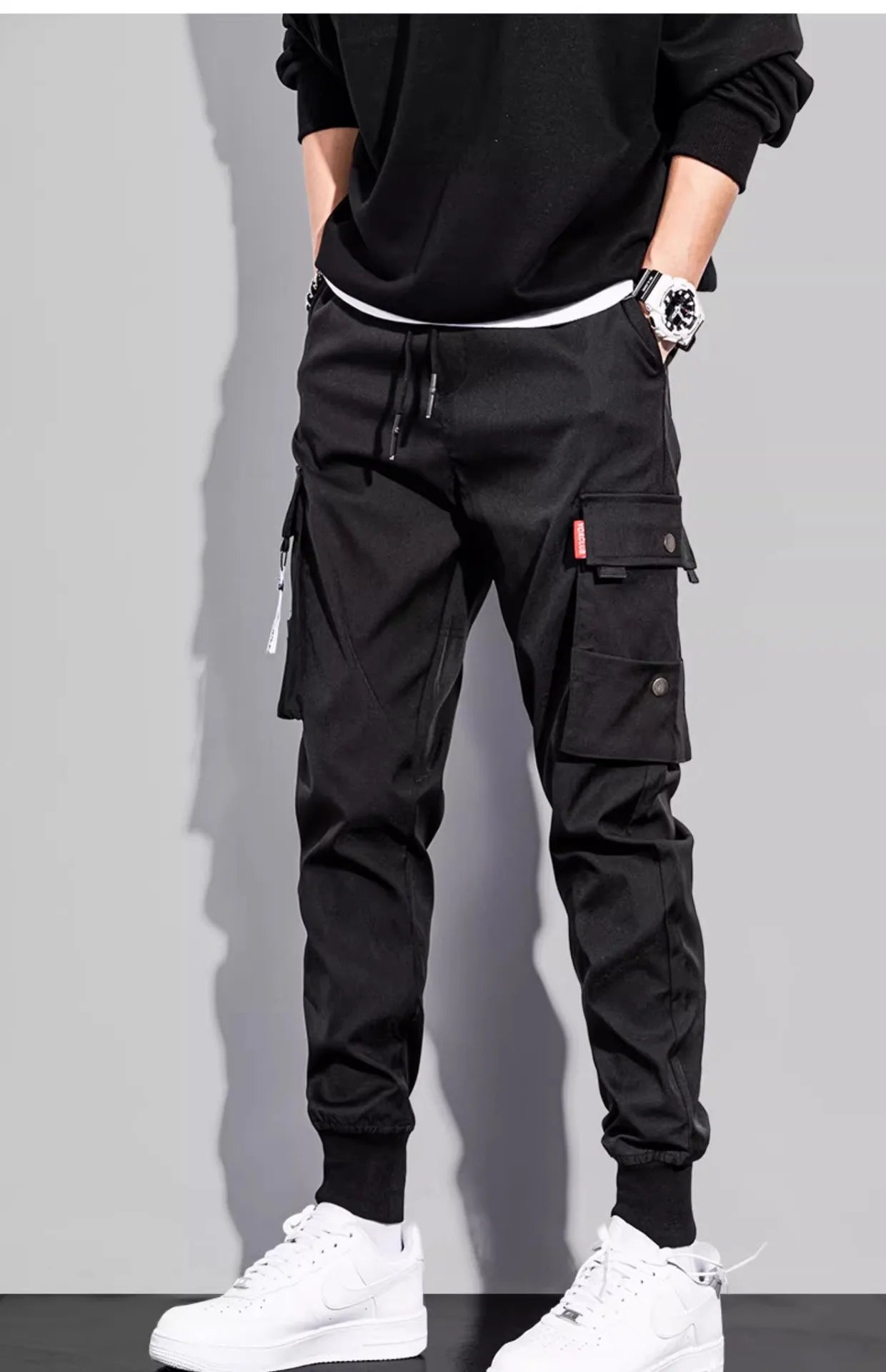 Men's Trendy Overalls Spring Autumn American Style Leggings, Men's Loose Casual Pants.