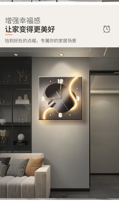 Stein zu laufen Wanduhr Wohnzimmer moderne Licht Luxus Dekoration Uhr hängen Wand leuchte High-End-Sinn Restaurant Uhr