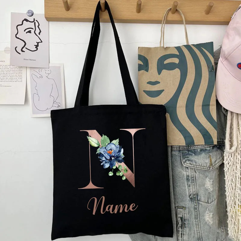 Custom Name Handbag Travel Storage Shoulder Bag Simple Tote Bags Birthday Customize Wedding Bridesmaid Gift Canvas Tote Bag