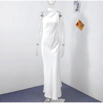 Elegante Feste Band Frauen Halfter Kleid Off Schulter Ärmellose Backless Dünne Weibliche Maxi Kleider 2025, Sommer Neue Chic Dame Robe