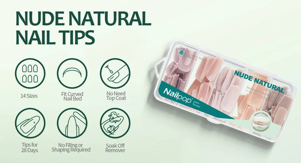 Nailpop 3-IN-1 Nude Natural Soft Nail Tips Set 140PCS Skin Tones Press on Nails Ultra-Fit Gel Nail Extensions Easy Manicure DIY.