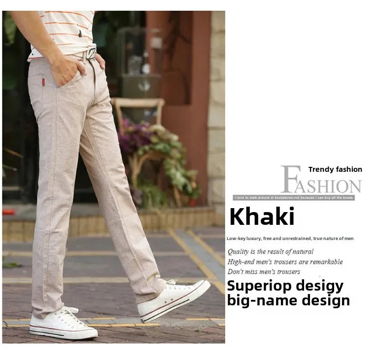 Summer Thin Men's Casual Pants Straight-Leg Loose-Fit Linen Trousers Youth Men's Pants Direct From Manufacturer Wholesale.
