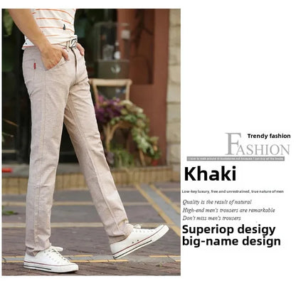 Summer Thin Men's Casual Pants Straight-Leg Loose-Fit Linen Trousers Youth Men's Pants Direct From Manufacturer Wholesale.