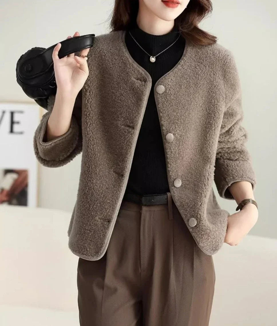 Koreanischer Stil, Fleece-Damenjacken, kurzer Damenmantel, hohe Qualität, 2025, Trend, jugendlich, neu in Oberbekleidung, Vintage-Mode, günstig.