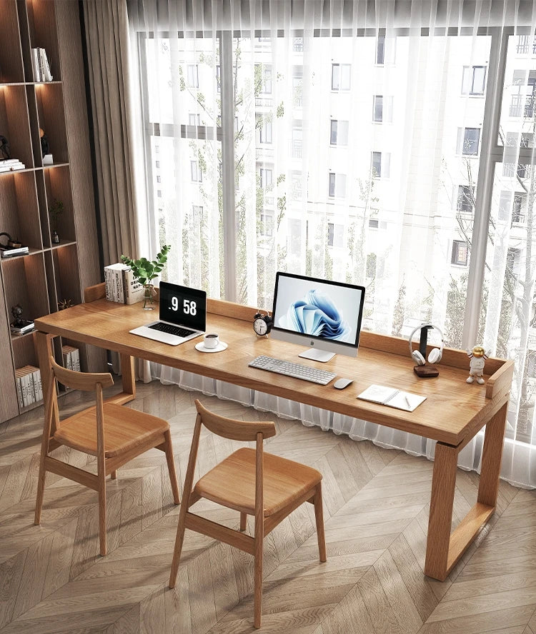 Solid wood double desk against the wall Long table Household simple modern student writing desk Study table Office computer desk