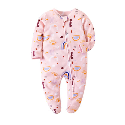 Frühling Neugeborenen Footed Pyjamas Zipper Mädchen und Jungen Strampler Langarm 0-12 Monate Baby Kleiden Overall Baumwolle Solide weiß Mode.