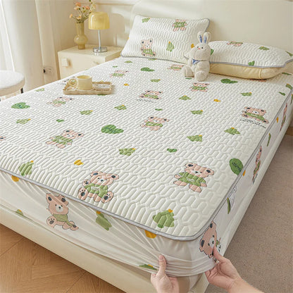 Cartoon Cute Pattern Cooling Fitted Sheet Single Natural latex fabric Soft cushion for Bedding Slow rebound Non-Slip Mattress