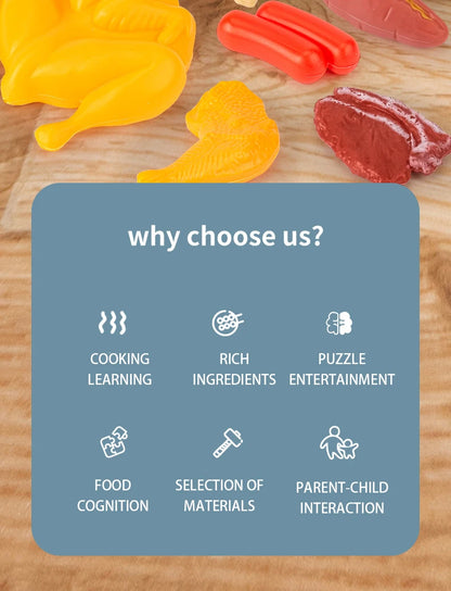 Baby Dress Up Kitchen Toys BBQ Set Kids Simulated BBQ Cookware Cooking Simulated Food Cosplay Educational Gift Toys.