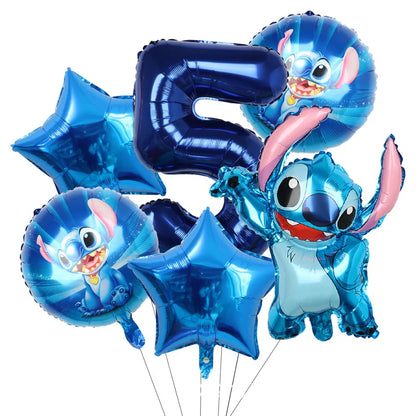 Stitch Party Supplies für Kinder Lilo und Stitch Geburtstag Party Dekorationen Luftballons Banner Tischdecke Hintergrund Geschirr.