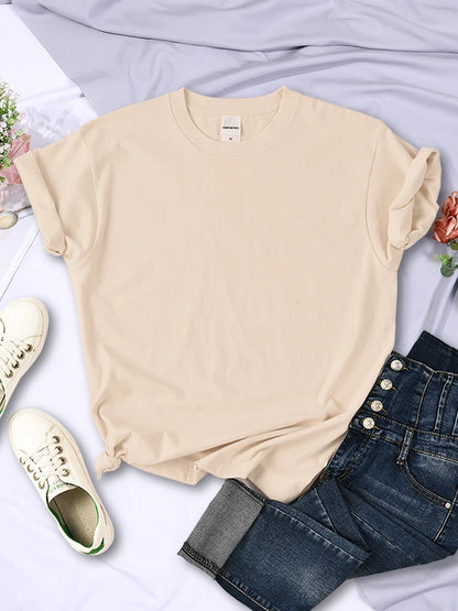 Solid Color Women T Shirts Comfortable Summer Tee Shirt All-Match Multicolor Streetwear Loose Hip Hop Short Sleeve For Female.