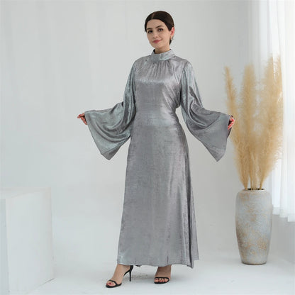 Ramadan Satin Shimmer Abaya Damen Dubai Luxury Islam Muslim Kaftan Dresses Kebaya Abayas For Women Robe Musulmane Femme Vestidos.