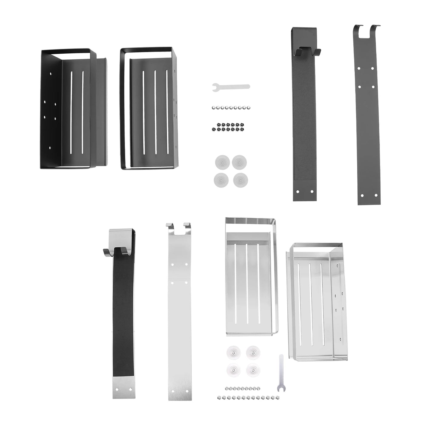 Schwarz/Silber 2-stufiges modernes weißes Badezimmerregal, Badezimmer-Organizer aus Edelstahl, geeignet für Badezimmer, Küche, Wohnzimmer